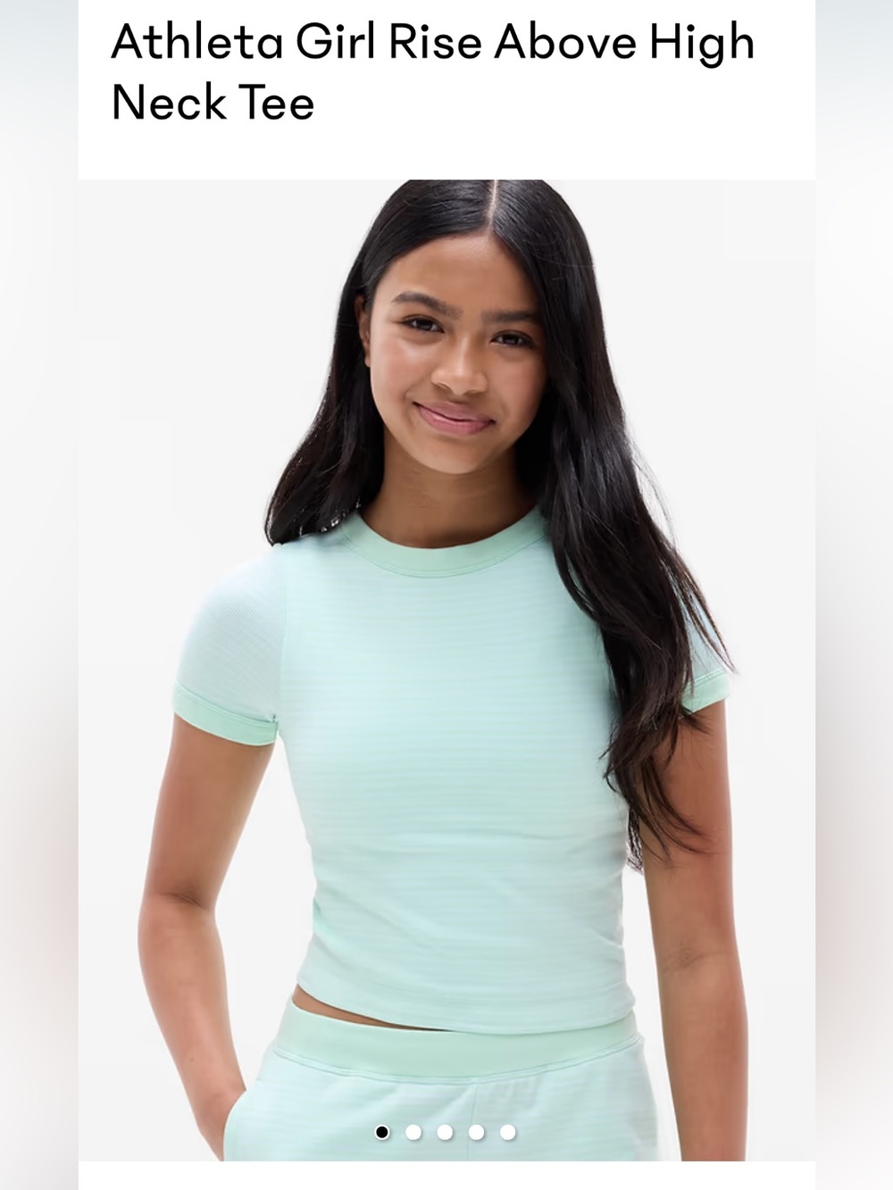 Athleta Girl Mint High-Neck Short Sleeve Tee size XL 14